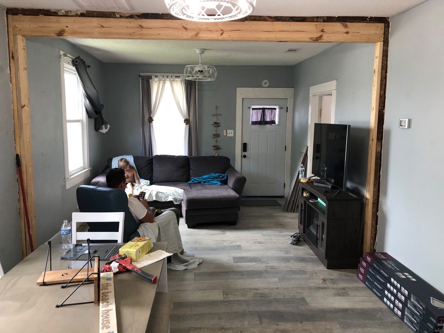 Finished open concept living area